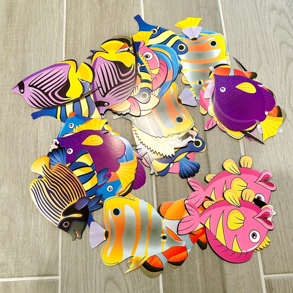 45 card stock cutout tropical fish decor